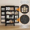 51" Kitchen Pantry Cabinet, Metal Storage Cabinet with 3 Adjustable Layer Shelves, 8 Door Shelves, Buffet Sideboard for Living Room, Kitchen, Black by CozyNest Decor