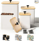 Kitchen Canisters for Countertop Set of 4 with Customizable Chalkboard Labels & Marker Pen - Big Iron Kitchen Canisters with Airtight Lids - Canisters Sets for the Kitchen - White Kitchen Canister Set by CozyNest Decor