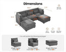 Oversized Modular Sofa, Extra Deep Cloud Chenille Sectional Couch with Ottoman Chaise, Fluffy Chenille 5 Seater Sofa Bed for Living Room, Villa (U Shape 5 Seater, Chenille Grey) by CozyNest Decor