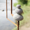 Modern Zen Garden Spinner Kinetic Wind Sculpture with Rock Cairn & Stake - Relaxing Outdoor Spinners for Yard and Garden - Handmade Outdoor Wind Art Vane Sculptures (Bare Steel) by CozyNest Decor