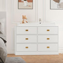 Dresser for Bedroom with 6 Drawers, Changing Table Dresser with Power Outlets, Soft Changing Pad & Removable Top, Baby Dresser with Changing Table Top for Nursery, White by TinyTreasures Baby Boutique