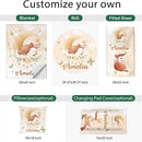 Personalized Baby Crib Bedding Set - Custom Name Fox Pattern 3 Pcs Set - Soft Blanket with Double Layer Dotted Backing, Fitted Sheet, Room Rug for Newborns Boys Girls Shower Gift by TinyTreasures Baby Boutique