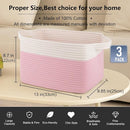 OIAHOMY 3 Pack Storage Basket for Organizing, 13''X9.85''X8.7'' Woven Storage Bins with Handles, toy organizers,Stylish Room Decor, Pink & white by TinyTreasures Baby Boutique