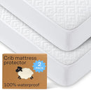Niagara Crib 2 Pack 100% Waterproof Mattress Protector, Soft Breathable Crib Mattress Protector with Deep Pocket, Mattress Pad for Toddler and Baby (52x28, White) - Viscose Made from Bamboo by TinyTreasures Baby Boutique