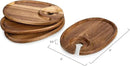 PICNIC TIME TOSCANA -Wine Appetizer Plates, Cocktail Plate with Glass Holder, Cheese Board with Wine Holder, (Acacia Wood), 9 x 6, Set of 4 by CozyNest Decor