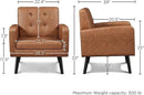 Yaheetech Mid-Century Accent Chairs, PU Leather Modern Upholstered Living Room Chair, Cozy Armchair Button Tufted Back and Wood Legs for Bedroom/Office/Cafe, Retro Brown 2 PCS by CozyNest Decor