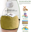HIGOGOGO Round Stuffed Pouf Ottoman, Corduroy Poufs with Foam Chunk Filling, Furry and Fluffy Pouf Foot Stool Storage Ottoman, 26 X 18 Floor Poufs Foot Rest for Living Room, Green by CozyNest Decor