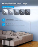 TROND Floor Lamp, Bright Sky LED Modern Torchiere Lamp, 71 in Tall Aluminum Pole Light, 5500K Natural Daylight Standing Light, Touch 5-Level Dimmable, 5000 lm, 30 Mins Timer for Living Room Bedroom by CozyNest Decor