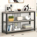 FOLUBAN Console Tables for Entryway, Sofa Table with 3 Tier Storage for Living Room Hallway Foyer Behind Couch, Rustic Light Grey by CozyNest Decor