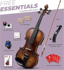 Vangoa Violin 4/4 Full Size Set, Varnish Fiddle Solid Wood for Professional Adults Senior Intermediate Beginners Student Starter Acoustic Violins Kit Outfit with Ebony Fitted, Hard Case, Right Handed by TinyTreasures Baby Boutique