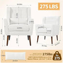 Accent Chair Set of 2, Upholstered Armchair with Pillow, Teddy Single Sofa with Lounge Seat and Wood Legs for Living Room Small Spaces by CozyNest Decor