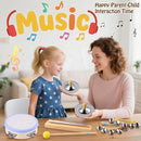 Montessori Musical Instruments for Toddlers, Wooden Baby Music Set with Drum, Flute, Clarinet, Chime Bar, Bells Cymbals, Natural Sensory Learning Toys for Boys Girls 1-3 Years Old by TinyTreasures Baby Boutique