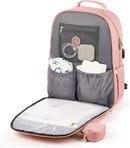 MOMUVO Diaper Bag Backpack, Quilted Baby Bag with Changing Pad & Stroller Straps & Pacifier Case, Large Travel Diaper Bags for Mom Dad, Pink by TinyTreasures Baby Boutique