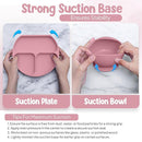 O'doe 17-Piece BPA-Free Silicone Baby Feeding Set | Thick & Soft Suction Plates, Baby Bowls, Wooden Fork & Spoon, and More | Make Mealtime Fun and Easy for Your Little One | Pink, V2 by TinyTreasures Baby Boutique