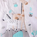 Wowelife Mini Crib Bedding Set Boy, 3 Piece Baby Bedding Set Nursery Bedding Set Elephant, Giraffe, Zebra Breathable Soft for Baby Boy with Comforter, Crib Fitted Sheet and Crib Skirt, Gray by TinyTreasures Baby Boutique