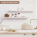 Axeman Floating Shelves for Wall, 8 Inch Deep Rustic Solid Elm Wood Wall Shelves for Storage, Wall Mounted Display Shelving with Invisible Heavy-Duty Metal Bracket, 36'' Width Set of 2, White Wash by CozyNest Decor