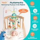 Jollybaby Nursery Baby Automatic Rotating Dinosaur Crib Mobile with Music Box & Arm, Montessori Sensory Musical Hanging Toy for Bassinet, Newborn Clip on Crib Mobile Soother Toy Gift, Polyester by TinyTreasures Baby Boutique