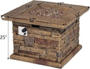 COSIEST Outdoor Propane Fire Pit Table w Faux Brown Ledgestone 32-inch Square Fire Table, CSA Certified, 50,000 BTU Stainless Steel Burner, Free Lava Rocks, Fits 20lb Tank Inside by GreenHaven Gardens