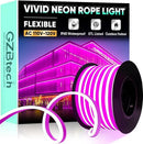 GZBtech Flexible LED Neon Rope Lights 50FT,AC 110-120V Waterproof Strip Light, 120 LEDs/M Cuttable Connectable Neon Lighting for Indoor Outdoor Home Decor/Commercial Building Use-Pink 15M by CozyNest Decor