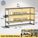 YYR Large Power Tool Organizer Wall Mount, Heavy Duty Metal Cordless Drill Storage Rack with Battery Charging Station Shelf, Utility Racks for Garage Organization, 4 Layer 10 Drills Holder Extra Tall by GreenHaven Gardens