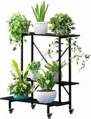 Zhongma 3 Tier Plant Stand with Wheels, Heary Duty Metal Plant Stand, 35.43 L x 17.5 W x 38.6H . Space saving Plant Stand by GreenHaven Gardens
