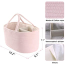 Baby Diaper Caddy Organizer for Girl Boy Rope Nursery Storage Bin Basket Portable Holder Tote Bag for Changing Table Car Travel Baby Shower Gifts Newborn Essentials Registry Must Have Items Pink by TinyTreasures Baby Boutique