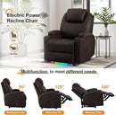 AHMED Power Recliner Chair with Vibration Massage & Heat for Adults, Faux Leather Home Theater Seating with Cup Holders/LED Lights/USB Ports/Side Pockets for Living Room, Brown by CozyNest Decor