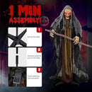 AW Animated Halloween Decorations,Scary Witch with Crutch,5.3FT Life Size Standing Clown,Motion/Sound Activated LED Eyes Creepy Sound,Haunted House Props Party Outdoor Indoor Lawn Yard Patio 2025 by CozyNest Decor