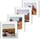 HAUS AND HUES 20x20 White Metal Picture Frames Matted to 16x16 - Features Premium Aluminum & Hanging Hardware, Shatterproof Plexiglass - Ideal for Home, Room, Office (20x20 in, White, Set of 4) by CozyNest Decor