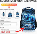 Dinosaur Backpack for Boys, Kids Custom Lightning Bookbag Gift with Name for Kindergarten Primary Senior Middle, 17 Inch Lightweight Cool Personalized Backpacks for School by TinyTreasures Baby Boutique