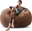 Bean Bag Chair 4Ft, Memory Foam Filled, Large Beanbag Chairs for Adults and Teens, Soft Sofa with Removable Flannel Cover, Round Couch for Living Room Bedroom College Dorm (Coffee, 4FT-47×47"×24") by CozyNest Decor