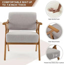 Ergonomic Mid-Century Modern Lounging Armchair | Solid Wood Frame & Plush Thickened Cushion | Versatile Seating for Living Room, Reading Nook & Balcony, Light Grey Linen by CozyNest Decor
