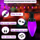 26FT LED Halloween Lights Outdoor, C7 Orange and Purple Halloween Stirng Lights with 50 LED Bulbs, Plug-in Outdoor Halloween Decorations Lights Waterproof for Halloween Patio Outdoor Party Yard Garden by GreenHaven Gardens