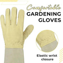 HANDLANDY Rose Pruning Gardening Gloves for Men Women, Thorn Proof Forearm Protection Leather Garden Gloves, Gardening Gifts for Gardeners (Beige- Goatskin, X-Large (Pack of 1)) by GreenHaven Gardens