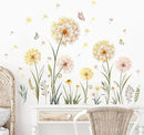 Dandelion Flower Butterfly Wall Decals Gold Dandelion Plants Floral Wall Stickers Peel and Stick Vinyl Wall Art Decor for Living Room Bedroom Office TV Sofa Backdrop Home Decor Gifts for Mom by CozyNest Decor