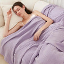 EMME Cotton Muslin Blanket King Size - Soft, Breathable Layering Blanket, 108"x90", All Season Gauze, Lavender by CozyNest Decor