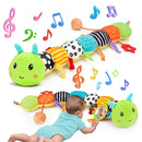 Baby Sensory Toy 0-6 Month Music Animal Stuffed Plush Caterpillar Toy for Infant 0-3-6 Month Tummy Time with Baby Mirror Crinkle Rattle for 6-12 Month Carseat Toys for Newborn Boys Girls Shower 1 by TinyTreasures Baby Boutique