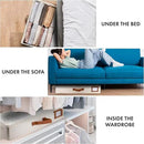 HOMELUX THEORY 2pc Under Bed Storage Containers, Bedroom Under the Bed Drawer Storage Organizer with Bins and Lids, Large Underbed Clothes Storage Box Ideal for Blanket, Fabric, & Shoes (Ivory) by CozyNest Decor