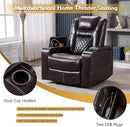 CANMOV Electric Power Recliner Chair with USB Ports and Cup Holders, Breathable Leather Home Theater Seating with Hidden Arm Storage (Brown) by CozyNest Decor