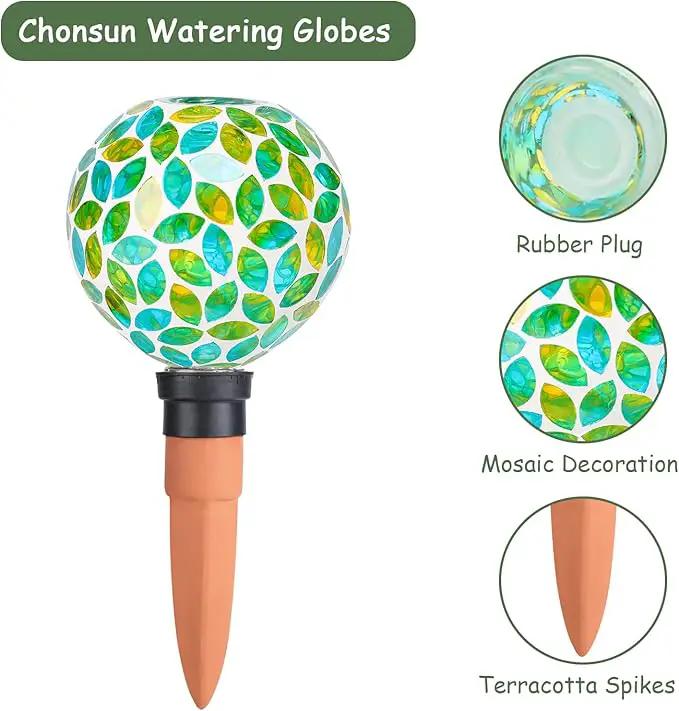 Plant Watering Globes Mosaic Self Watering Stakes 2 Pack Large Self Watering Planter Insert Automatic Watering Device Outdoor Indoor Decoration, photo 3 of 8