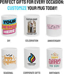 Personalized Coffee Mug – Custom Photo, Text, or Logo Ceramic Mug Tea Cup | Taza Personalizada with Picture or Message | Customized Gift Idea for Men & Women, Mom, Dad, Friends - White/Red | 15oz by TinyTreasures Baby Boutique