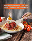 Cooking Spoon for Nonstick Cookwares, Great for Cooking and Serving Sturdy BPA-Free Matte Silicone, Wood Handle Spoon for Mixing, Scoop, and Scrape (2 Pack of Khaki, 11.4 inch) by CozyNest Decor