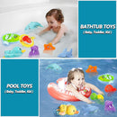 No Hole Bath Toys for Babies 0-6-12 Months+, Wind-up Swimming Ducks & Boat Bath Toys for Kids Ages 1-3, Baby Pool Toys Fishing Net Water Toys Watering Can, Toddler Bath Toys for 1+ Year Old Boy Girl by TinyTreasures Baby Boutique