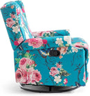 UIXE Swivel Rocker Manual Recliner Chair, Wingback Swivel Glider Fabric Nursery Reclining Sofa Chair, High Back Upholstered Arm Chair for Living Room Bedroom - Peacock Blue by CozyNest Decor