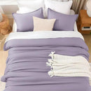 Litanika Grayish Lavender Purple Comforter Set Full Size, 3 Pieces Lightweight Solid Bedding Comforter Set, All Season Fluffy Bed Set (79x90In Comforter & 2 Pillowcases) by CozyNest Decor