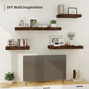 Heimlove 12" Deep Floating Shelves, 36 x 12 Inch Wall Mounted Long Floating Shelf with Invisible Brackets, for Home Decor, Bedroom, Kitchen, Living Room, Bathroom - 2 Pack, Rustic Brown by CozyNest Decor