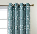 MIUCO Moroccan Embroidered Semi-Sheer Curtains Faux Linen Grommet Curtains for Living Room 52 x 84 Inch 2 Panels Set, Teal by CozyNest Decor