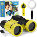 Binoculars for Kids, Kids Binoculars Toys for 3 4 5 6 7 8 Years Boys and Girls, Set with Magnifying Glass & Compass - Birthday Gifts Outdoor Toy for Kid Ages 3-8 Toddler Camping (Yellow) by TinyTreasures Baby Boutique