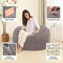 3FT Memory Foam Bean Bag Chair for Adults/Teens, Bean Bag Sofa with Fluffy Removable Cover, for Living Room Bedroom, Grey by CozyNest Decor