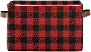 Red and Black Buffalo Plaid Storage Basket Cube Storage Bins Organizer Bag Collapsible Closet Shelf Baskets with handle for Baby Cloth Pet Toy Book 14.2×10.2×8.3 IN by TinyTreasures Baby Boutique